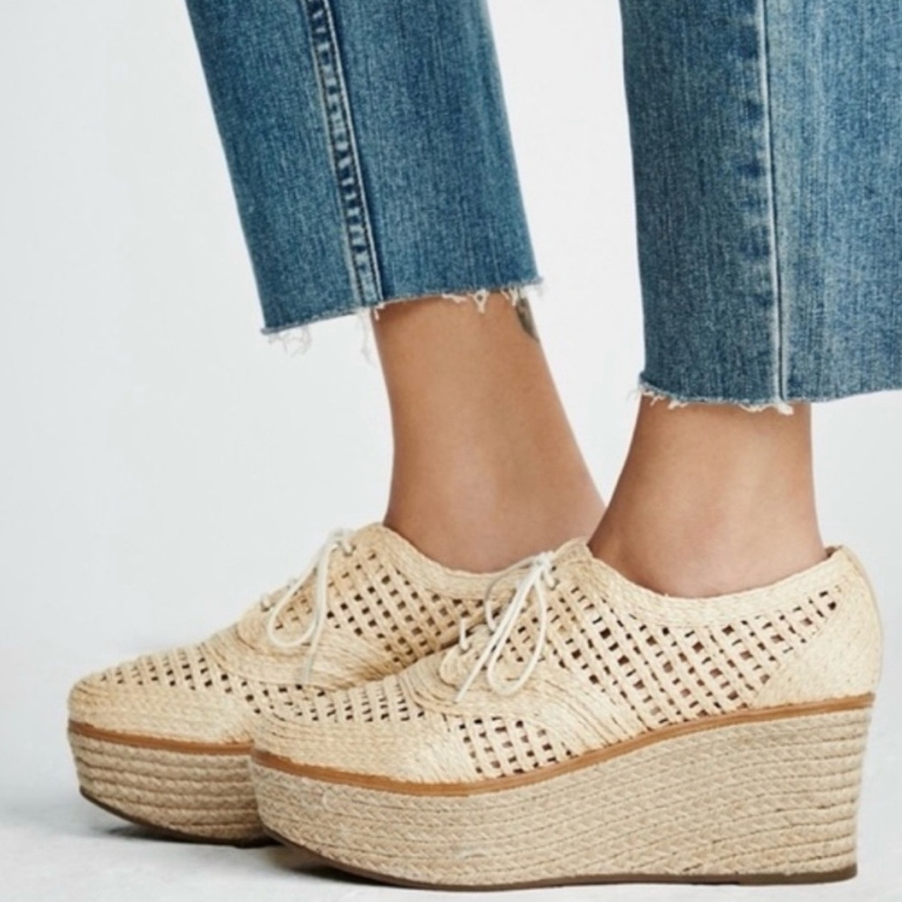 Schutz rattan wedge shoes